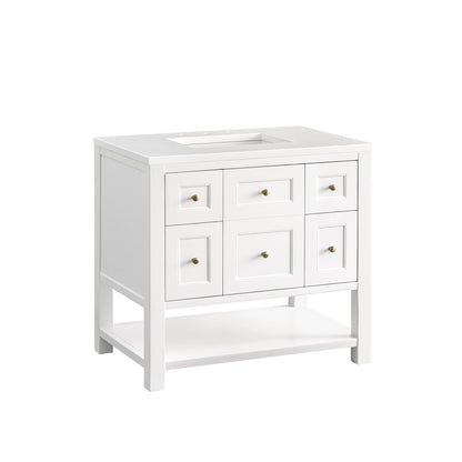 James Martin Vanities Breckenridge 36" Bright White Single Vanity With 3 cm White Zeus Top