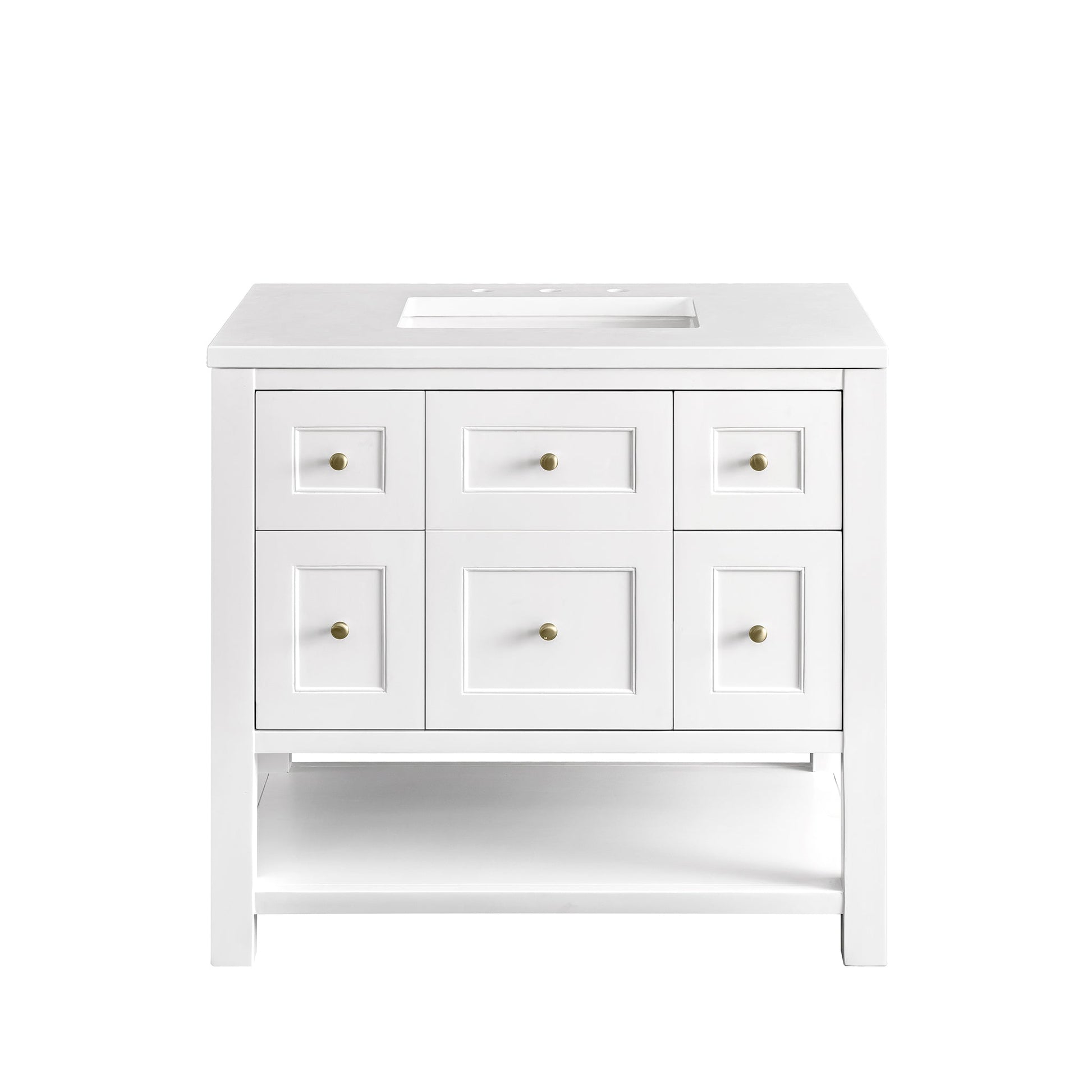 James Martin Vanities Breckenridge 36" Bright White Single Vanity With 3 cm White Zeus Top