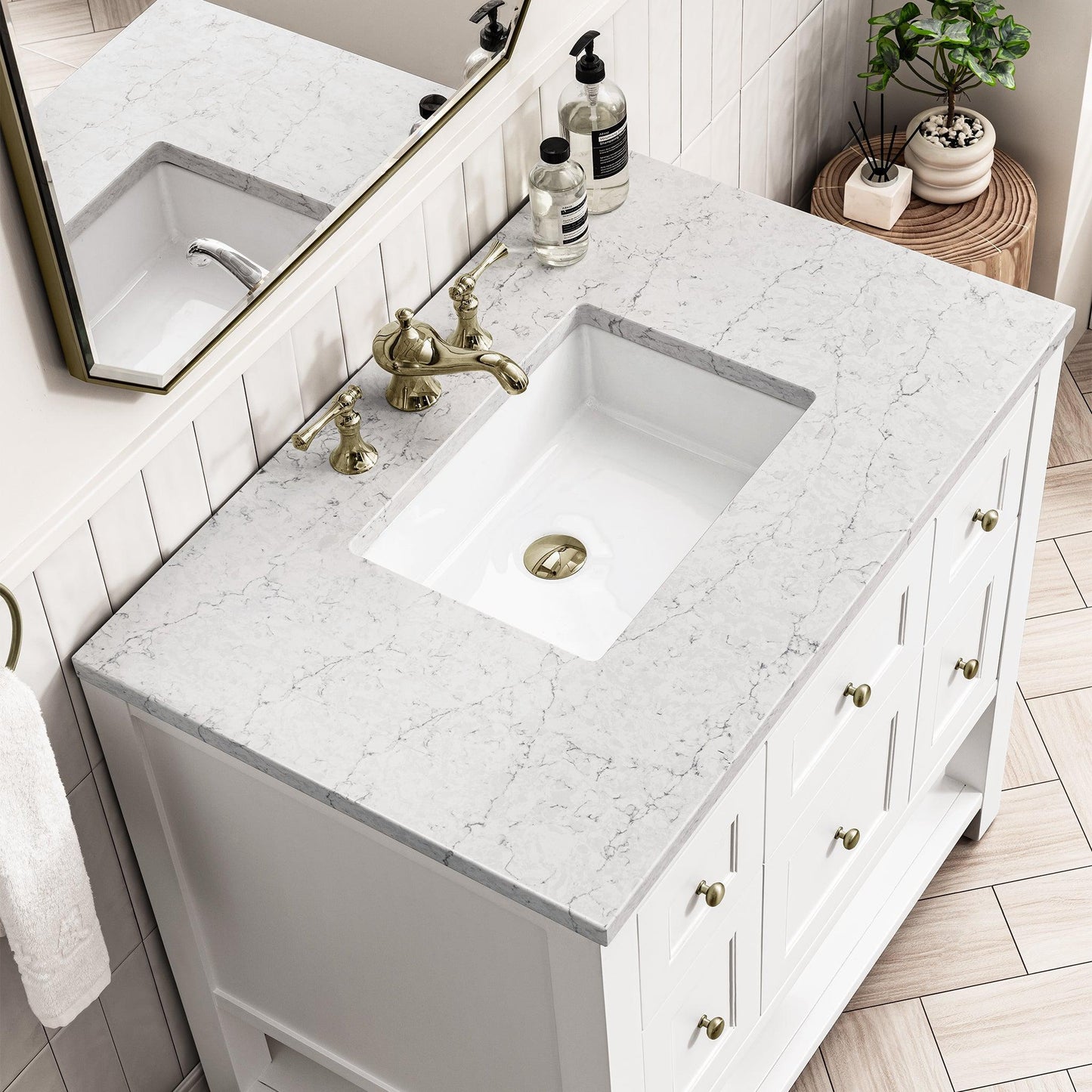 James Martin Vanities Breckenridge 36" Bright White Single Vanity With 3cm Arctic Fall Top