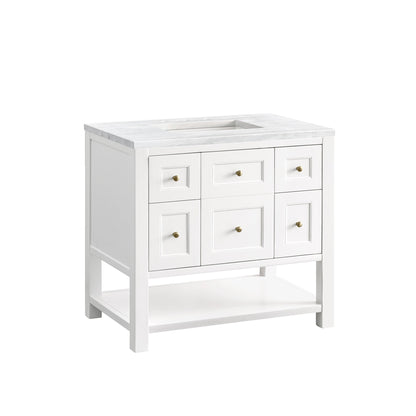 James Martin Vanities Breckenridge 36" Bright White Single Vanity With 3cm Arctic Fall Top