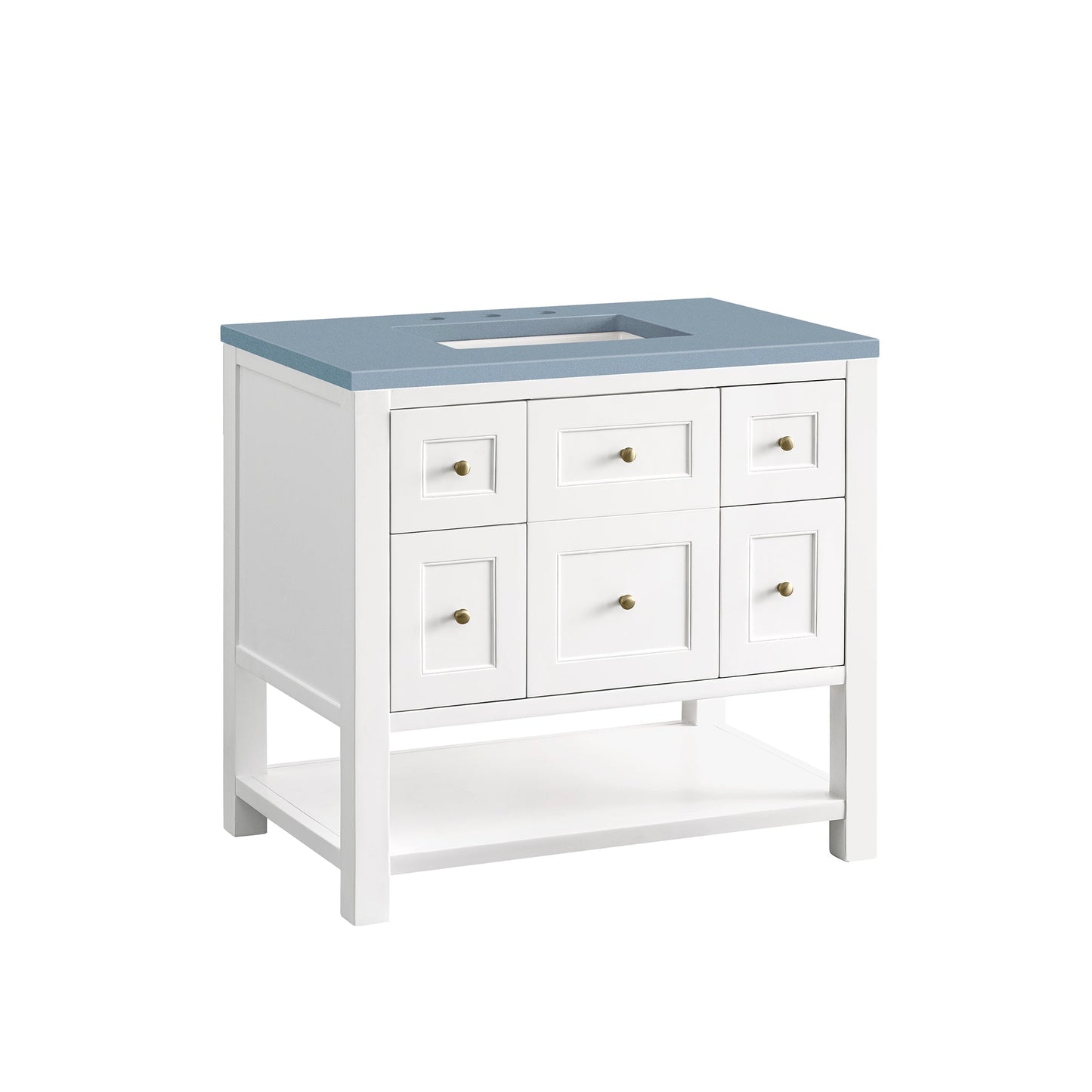 James Martin Vanities Breckenridge 36" Bright White Single Vanity With 3cm Cala Blue Top