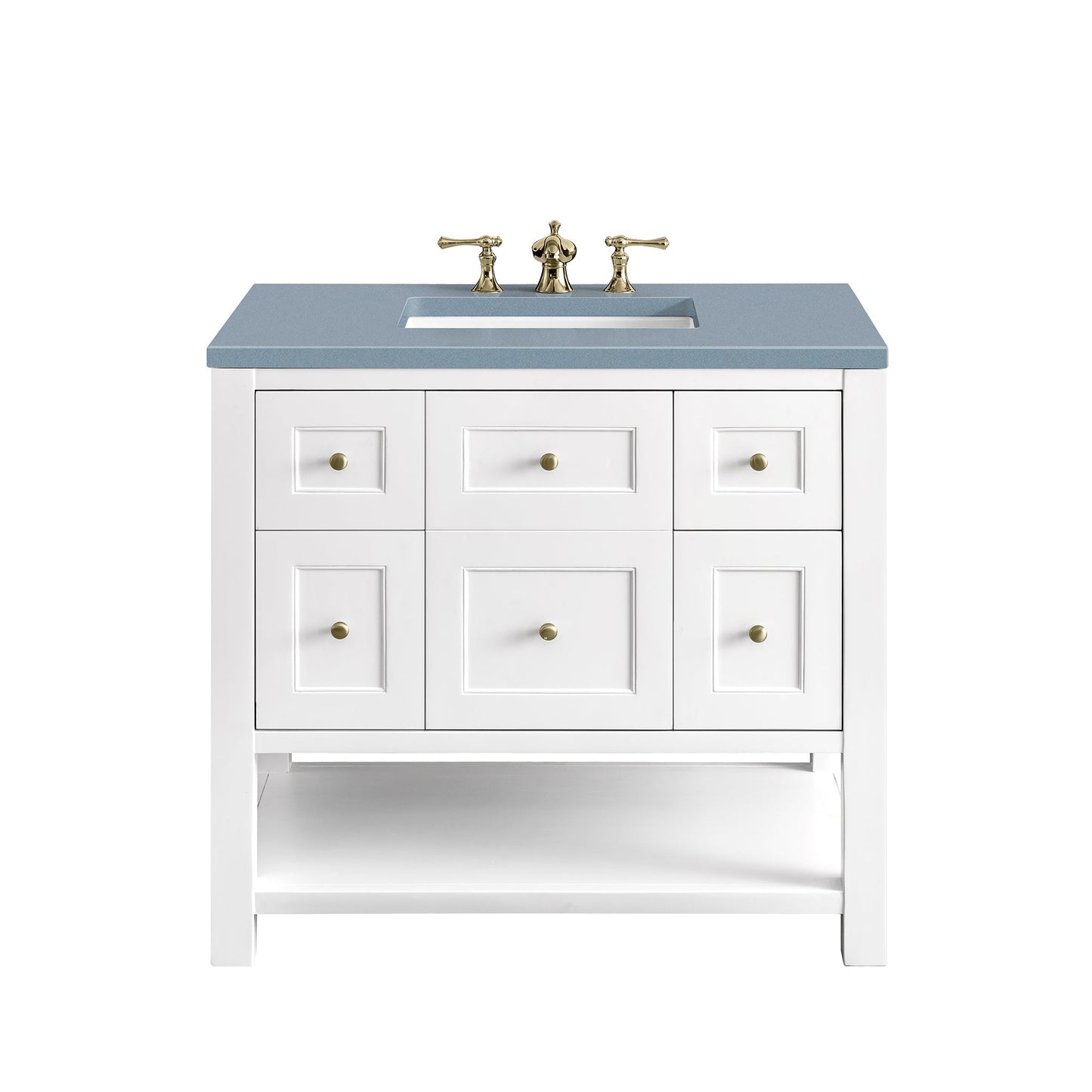 James Martin Vanities Breckenridge 36" Bright White Single Vanity With 3cm Cala Blue Top