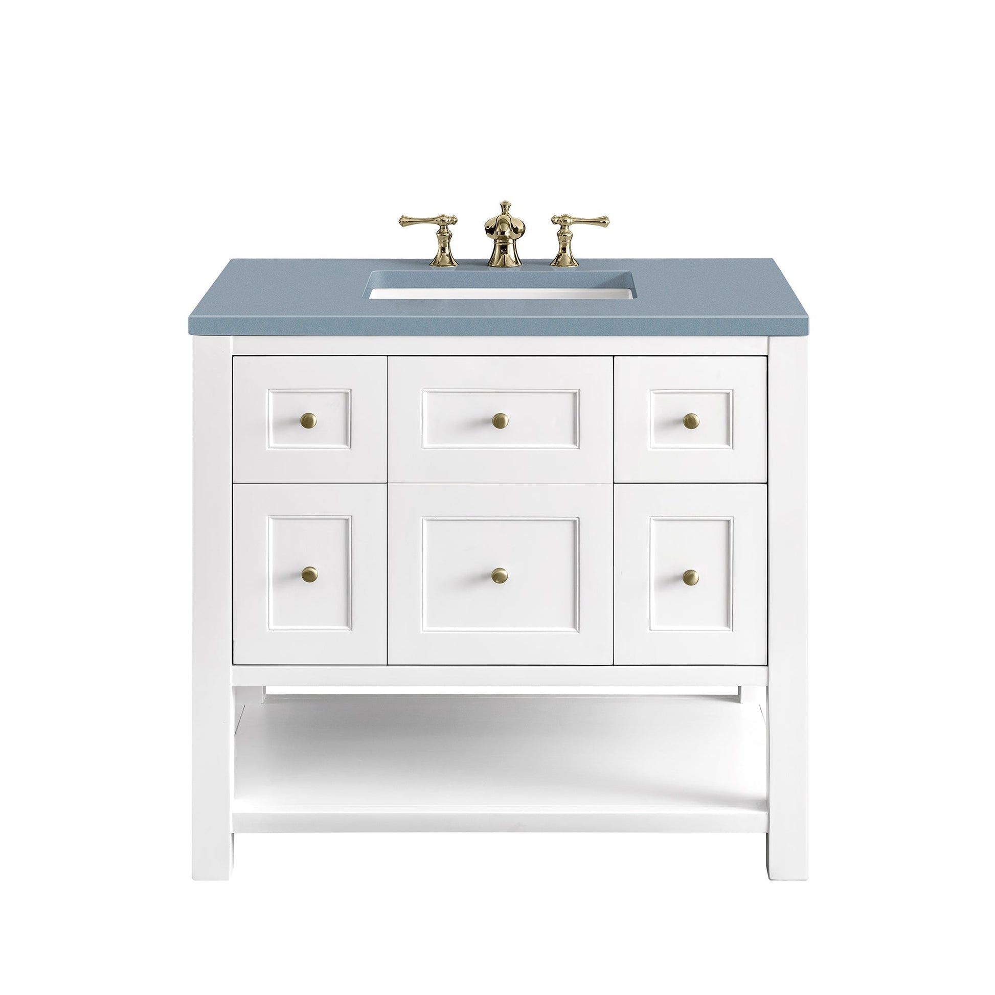 James Martin Vanities Breckenridge 36" Bright White Single Vanity With 3cm Cala Blue Top