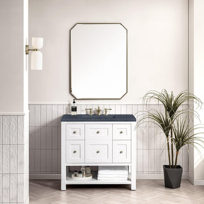 James Martin Vanities Breckenridge 36" Bright White Single Vanity With 3cm Charcoal Soapstone Top