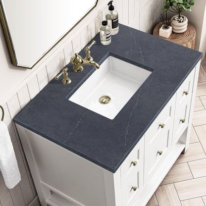 James Martin Vanities Breckenridge 36" Bright White Single Vanity With 3cm Charcoal Soapstone Top