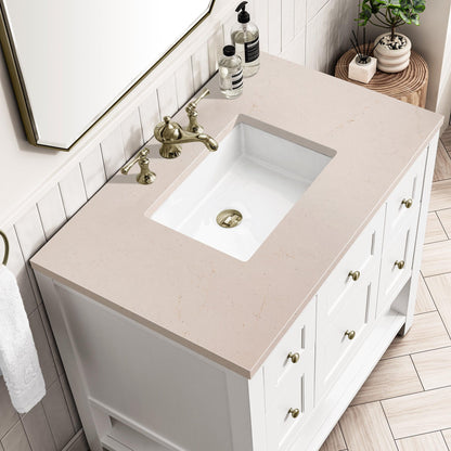 James Martin Vanities Breckenridge 36" Bright White Single Vanity With 3cm Eternal Marfil Top