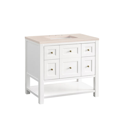 James Martin Vanities Breckenridge 36" Bright White Single Vanity With 3cm Eternal Marfil Top