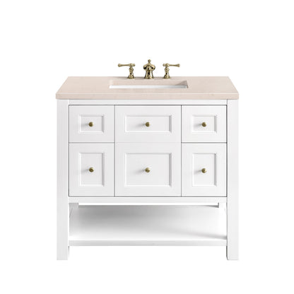 James Martin Vanities Breckenridge 36" Bright White Single Vanity With 3cm Eternal Marfil Top