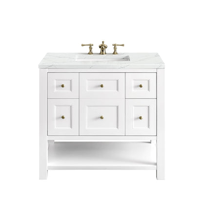 James Martin Vanities Breckenridge 36" Bright White Single Vanity With 3cm Ethereal Noctis Top