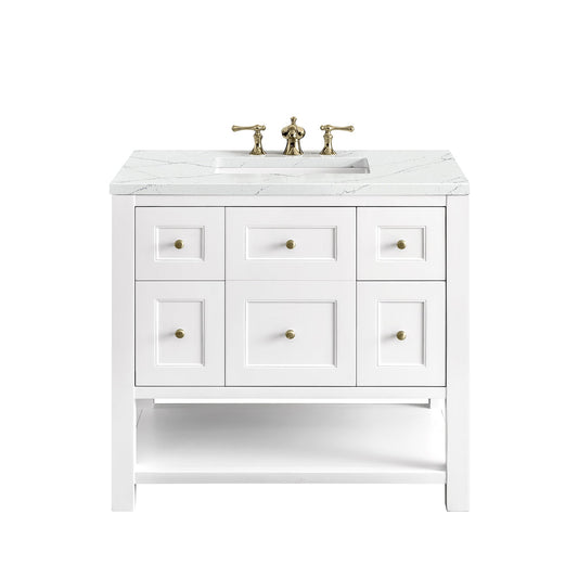 James Martin Vanities Breckenridge 36" Bright White Single Vanity With 3cm Ethereal Noctis Top