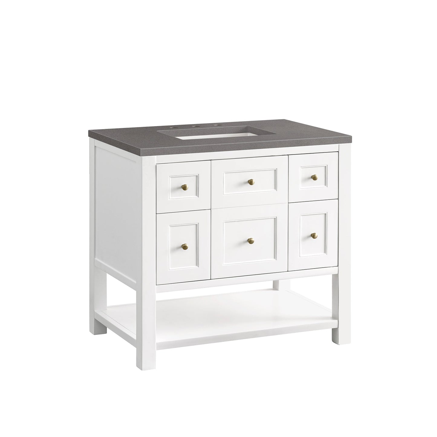 James Martin Vanities Breckenridge 36" Bright White Single Vanity With 3cm Grey Expo Top