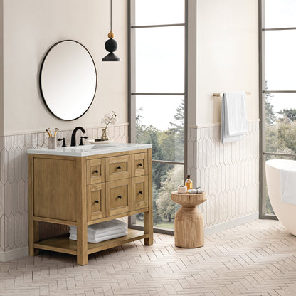 James Martin Vanities Breckenridge 36" Light Natural Oak Single Vanity With 3 cm Lime Delight Top