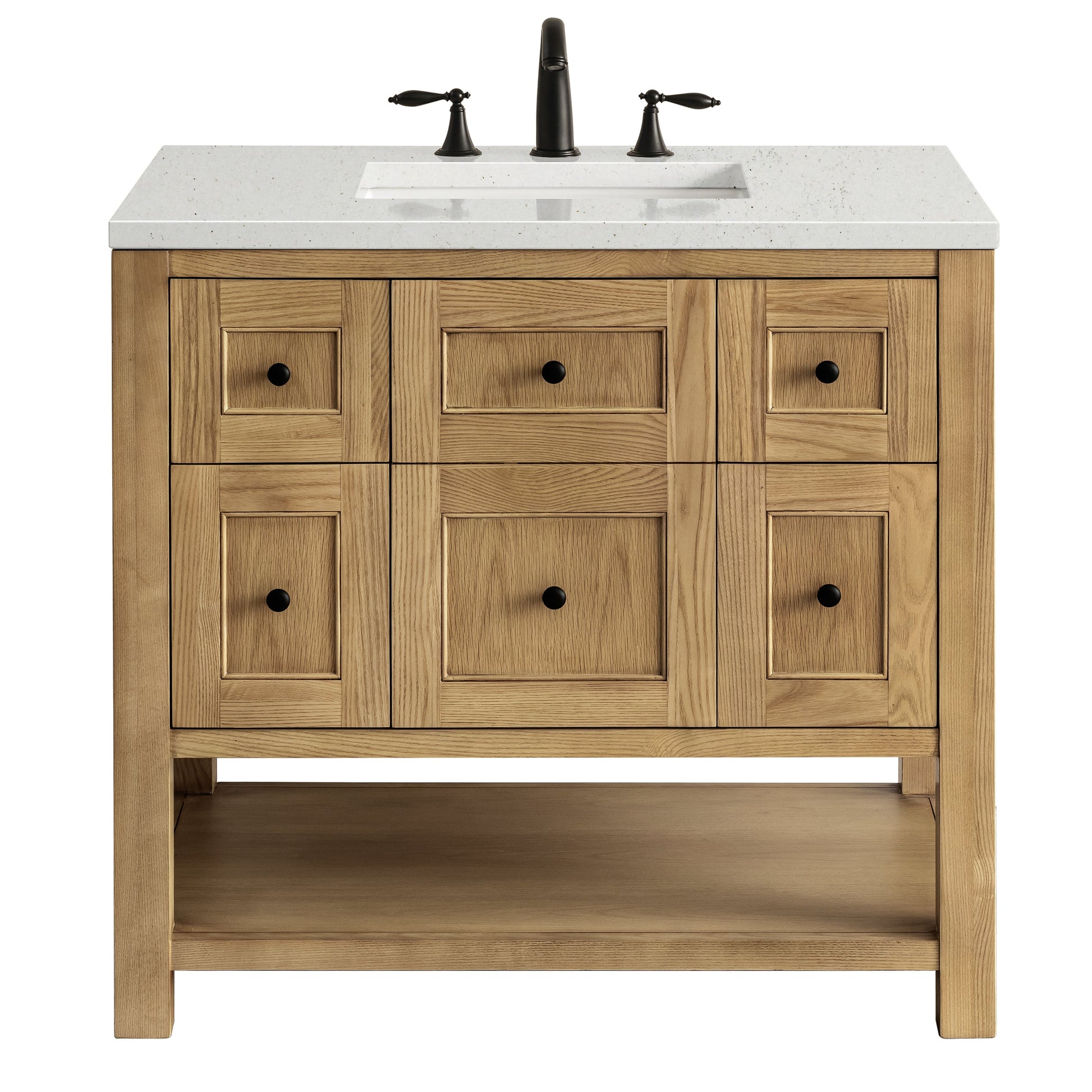 James Martin Vanities Breckenridge 36" Light Natural Oak Single Vanity With 3 cm Lime Delight Top