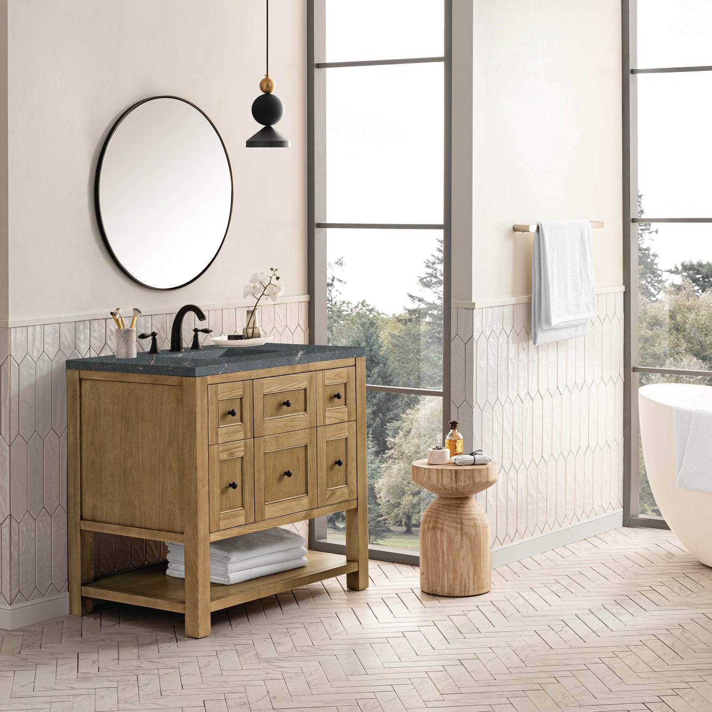 James Martin Vanities Breckenridge 36" Light Natural Oak Single Vanity With 3 cm Parisien Bleu Top