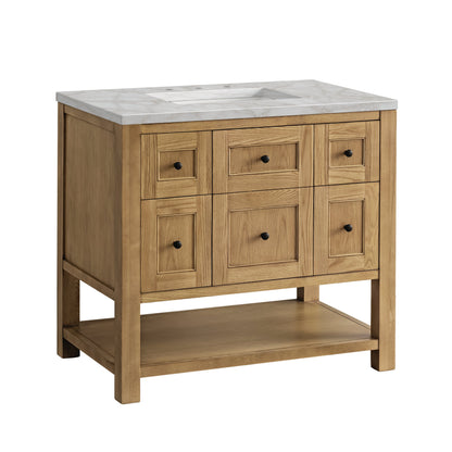 James Martin Vanities Breckenridge 36" Light Natural Oak Single Vanity With 3 cm Victorian Silver Top