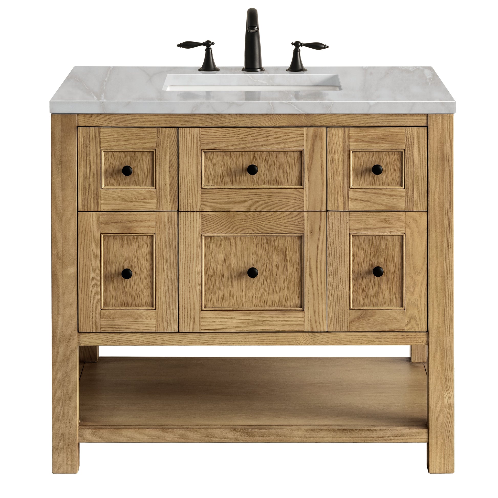 James Martin Vanities Breckenridge 36" Light Natural Oak Single Vanity With 3 cm Victorian Silver Top