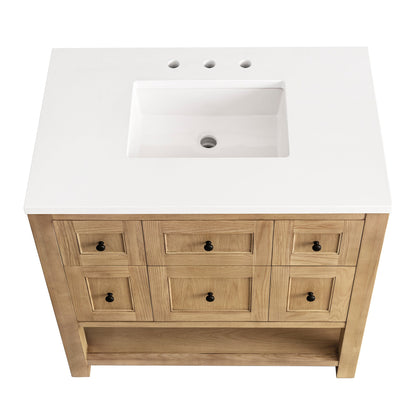 James Martin Vanities Breckenridge 36" Light Natural Oak Single Vanity With 3 cm White Zeus Top