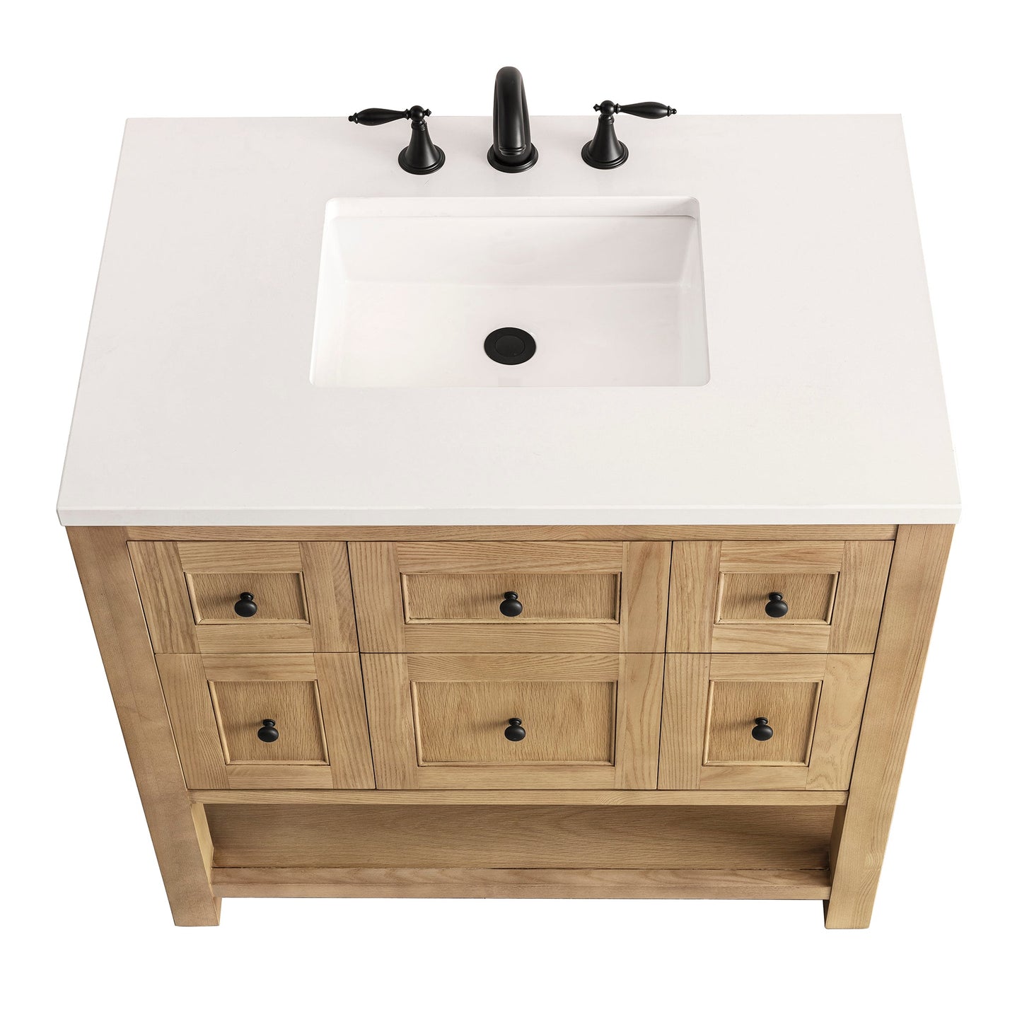 James Martin Vanities Breckenridge 36" Light Natural Oak Single Vanity With 3 cm White Zeus Top