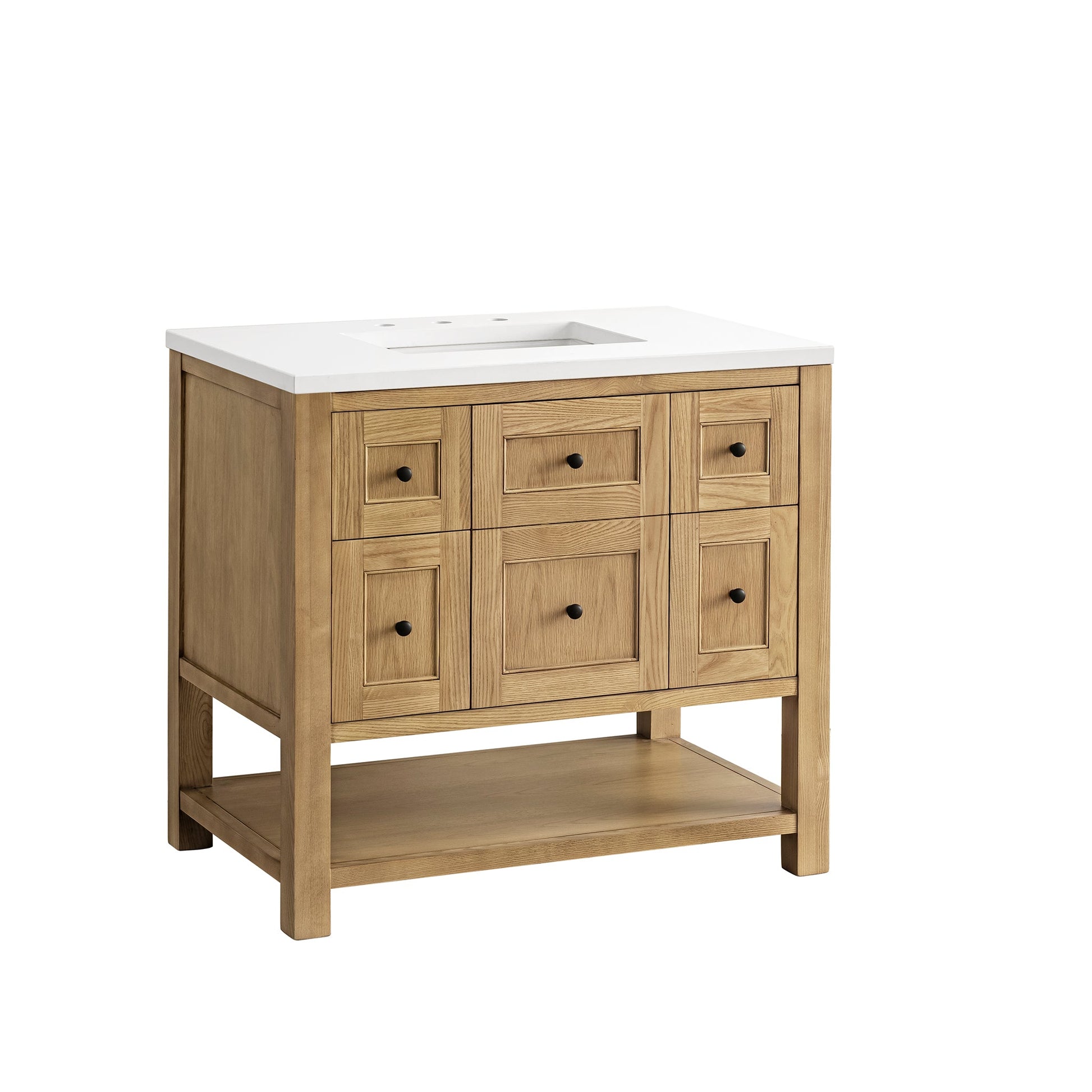 James Martin Vanities Breckenridge 36" Light Natural Oak Single Vanity With 3 cm White Zeus Top