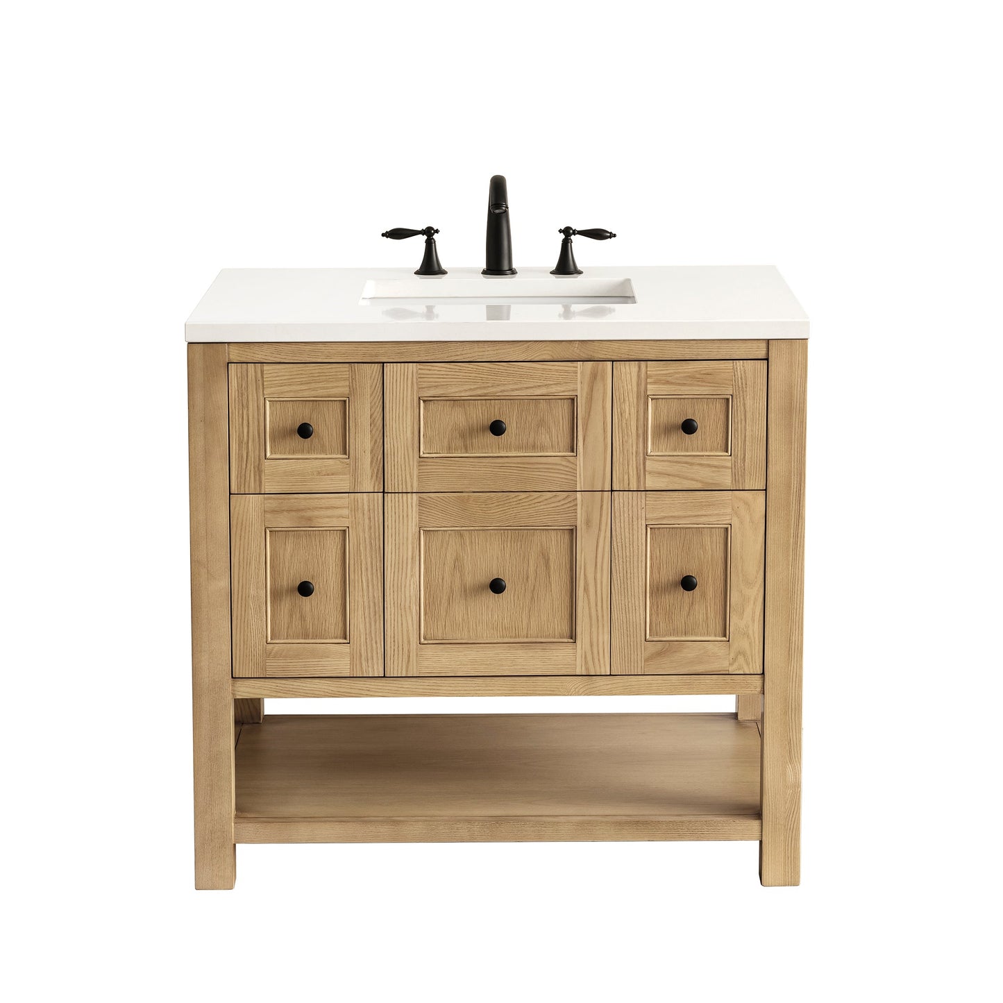 James Martin Vanities Breckenridge 36" Light Natural Oak Single Vanity With 3 cm White Zeus Top