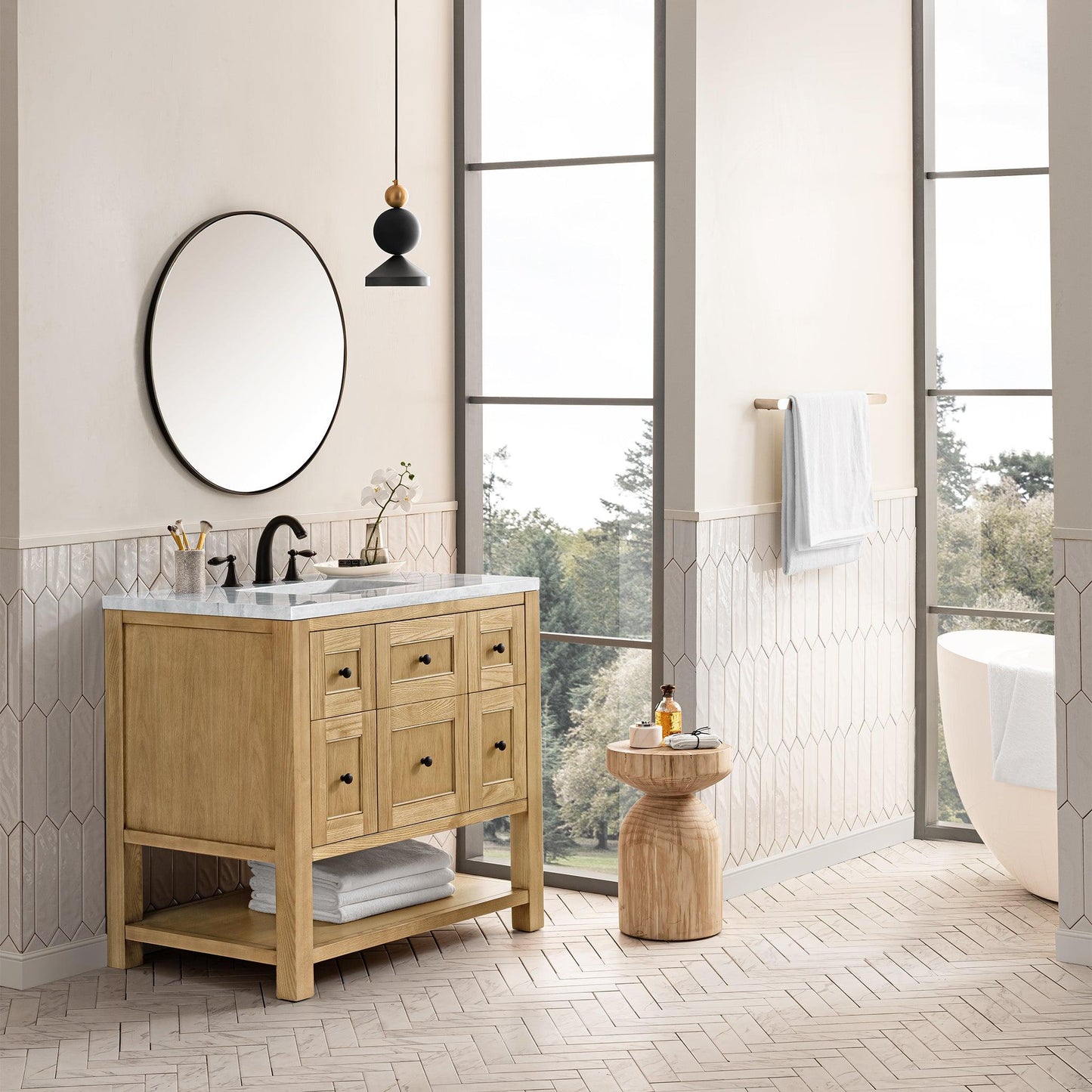 James Martin Vanities Breckenridge 36" Light Natural Oak Single Vanity With 3cm Arctic Fall Top