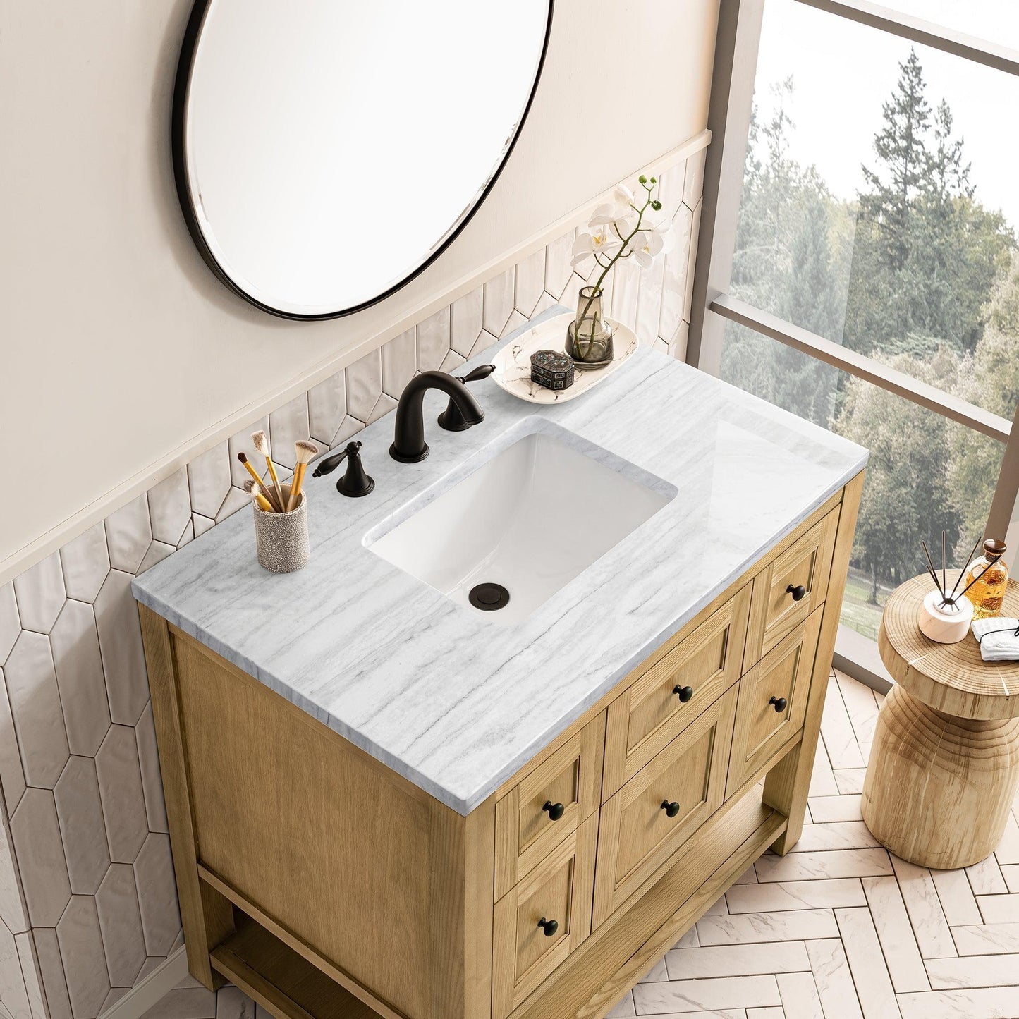 James Martin Vanities Breckenridge 36" Light Natural Oak Single Vanity With 3cm Arctic Fall Top