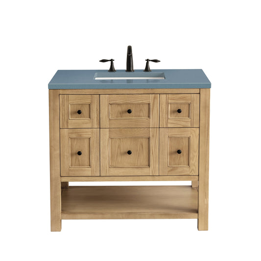 James Martin Vanities Breckenridge 36" Light Natural Oak Single Vanity With 3cm Cala Blue Top