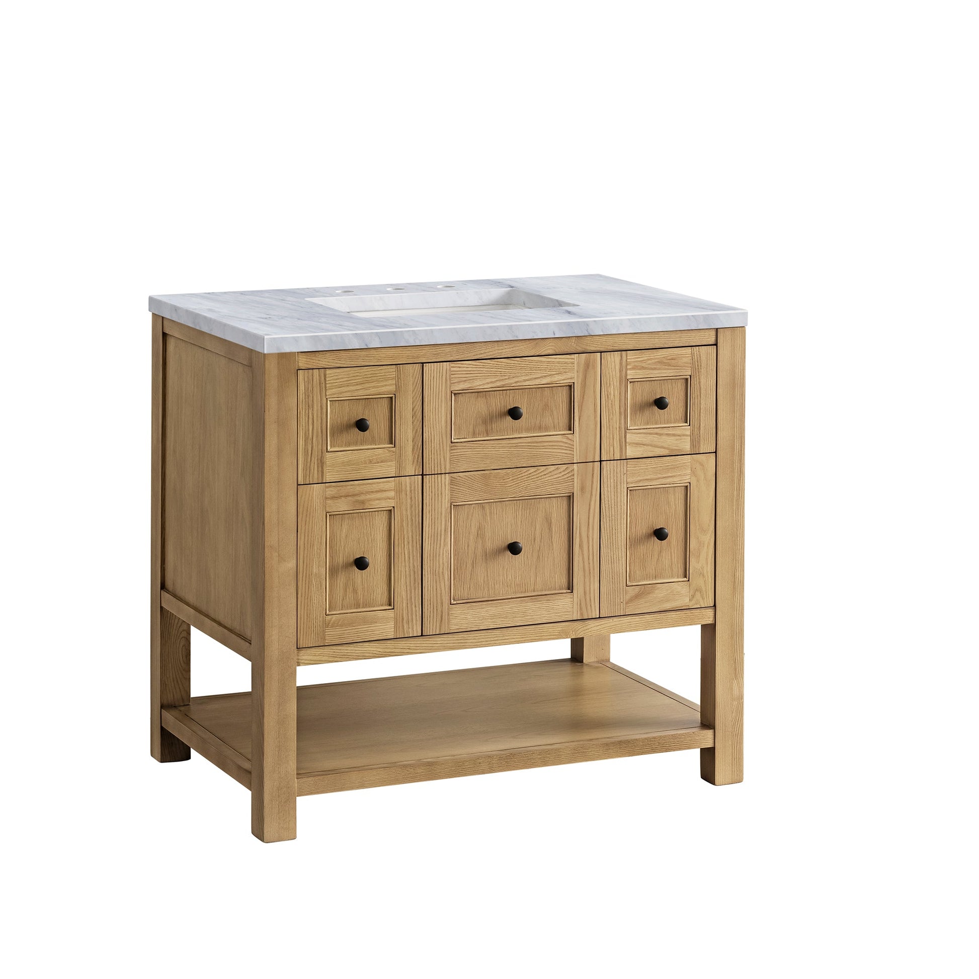 James Martin Vanities Breckenridge 36" Light Natural Oak Single Vanity With 3cm Carrara Marble Top