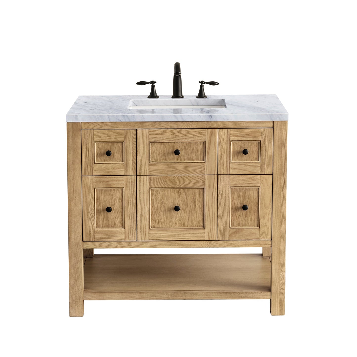 James Martin Vanities Breckenridge 36" Light Natural Oak Single Vanity With 3cm Carrara Marble Top