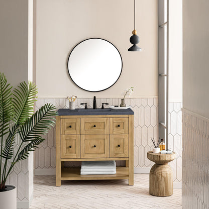 James Martin Vanities Breckenridge 36" Light Natural Oak Single Vanity With 3cm Charcoal Soapstone Top