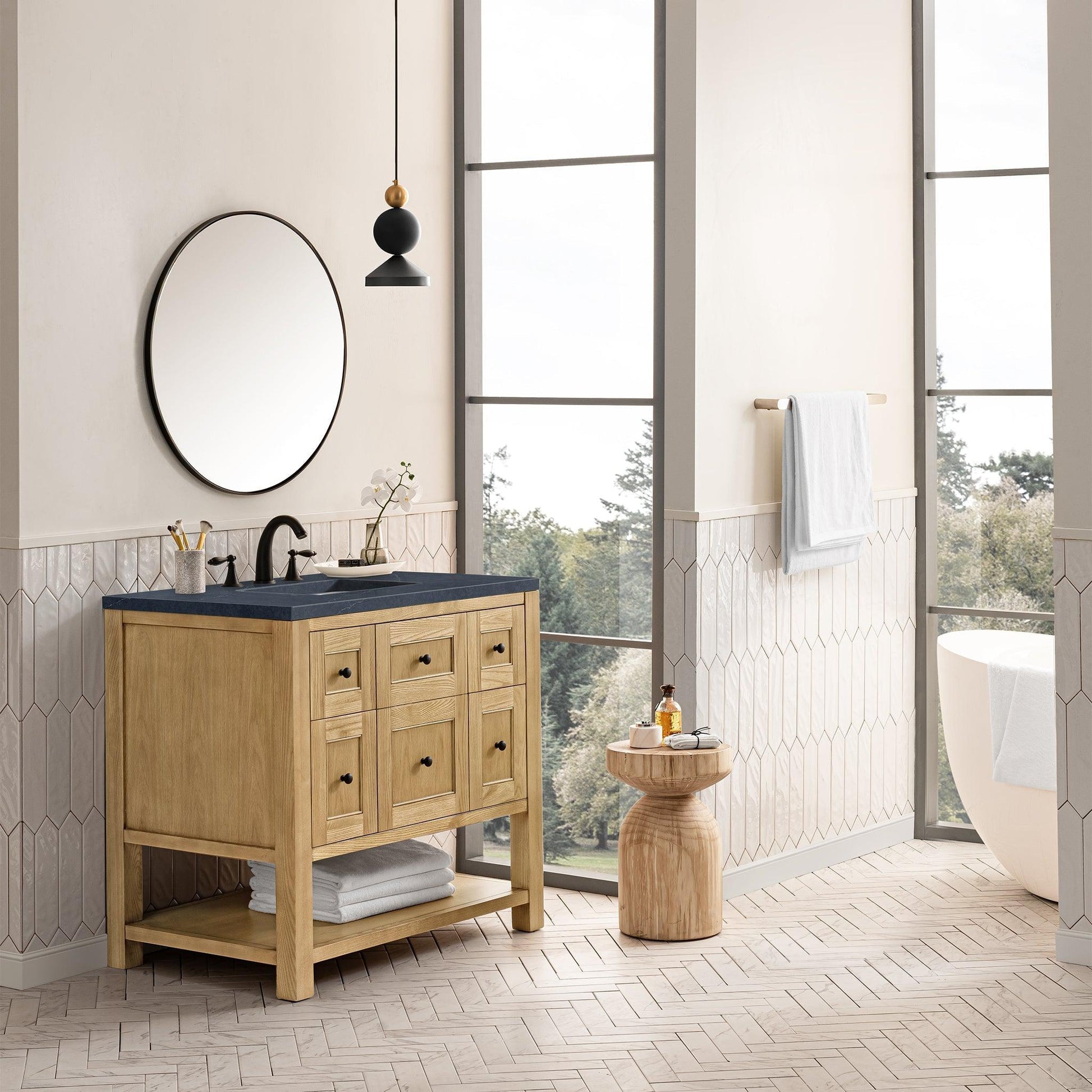 James Martin Vanities Breckenridge 36" Light Natural Oak Single Vanity With 3cm Charcoal Soapstone Top