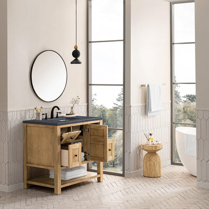 James Martin Vanities Breckenridge 36" Light Natural Oak Single Vanity With 3cm Charcoal Soapstone Top