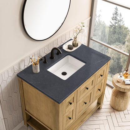 James Martin Vanities Breckenridge 36" Light Natural Oak Single Vanity With 3cm Charcoal Soapstone Top