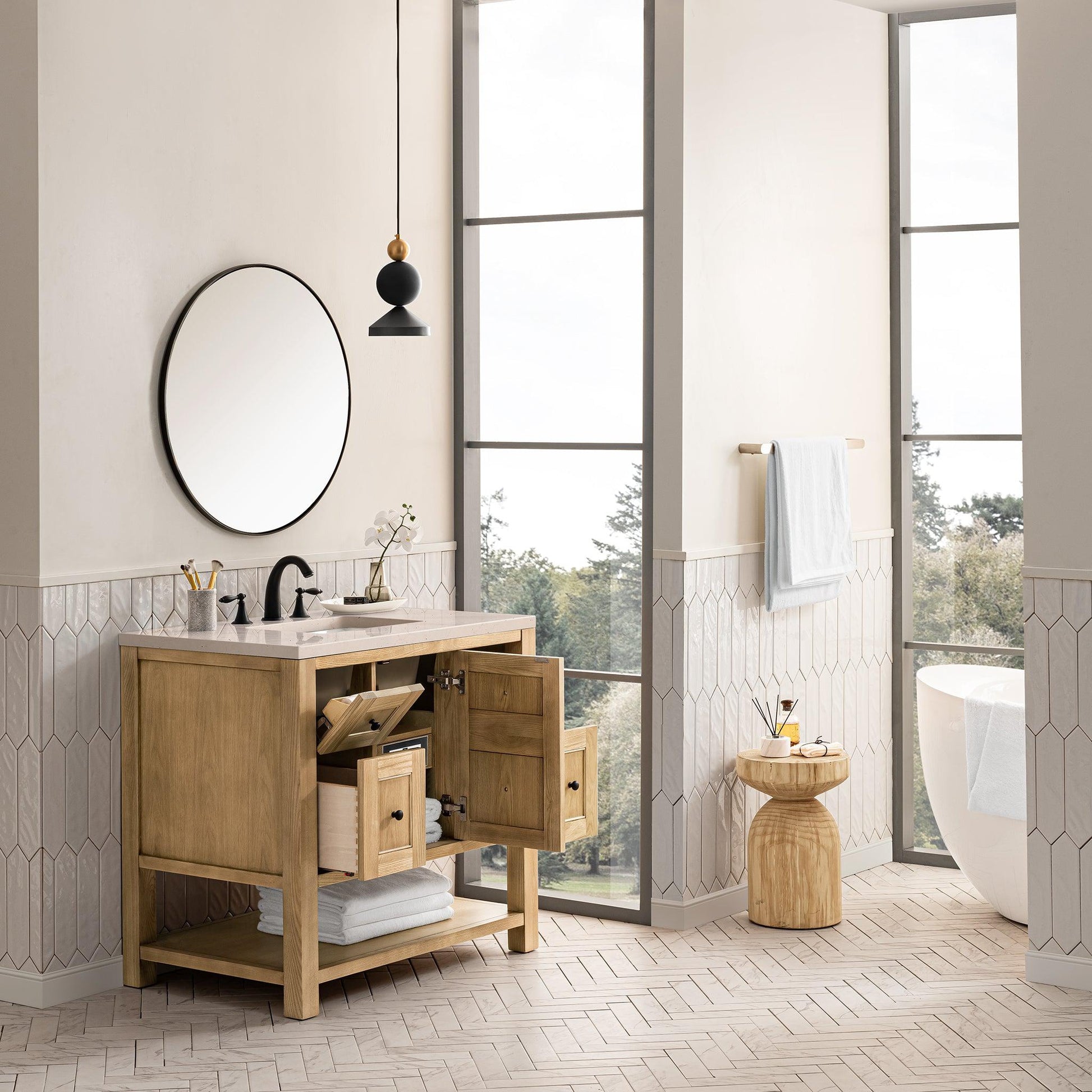 James Martin Vanities Breckenridge 36" Light Natural Oak Single Vanity With 3cm Eternal Marfil Top