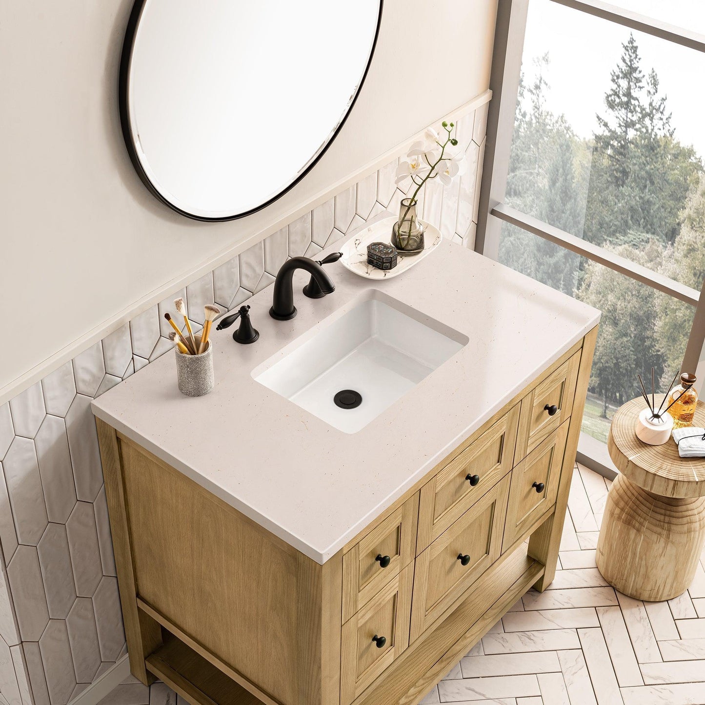 James Martin Vanities Breckenridge 36" Light Natural Oak Single Vanity With 3cm Eternal Marfil Top