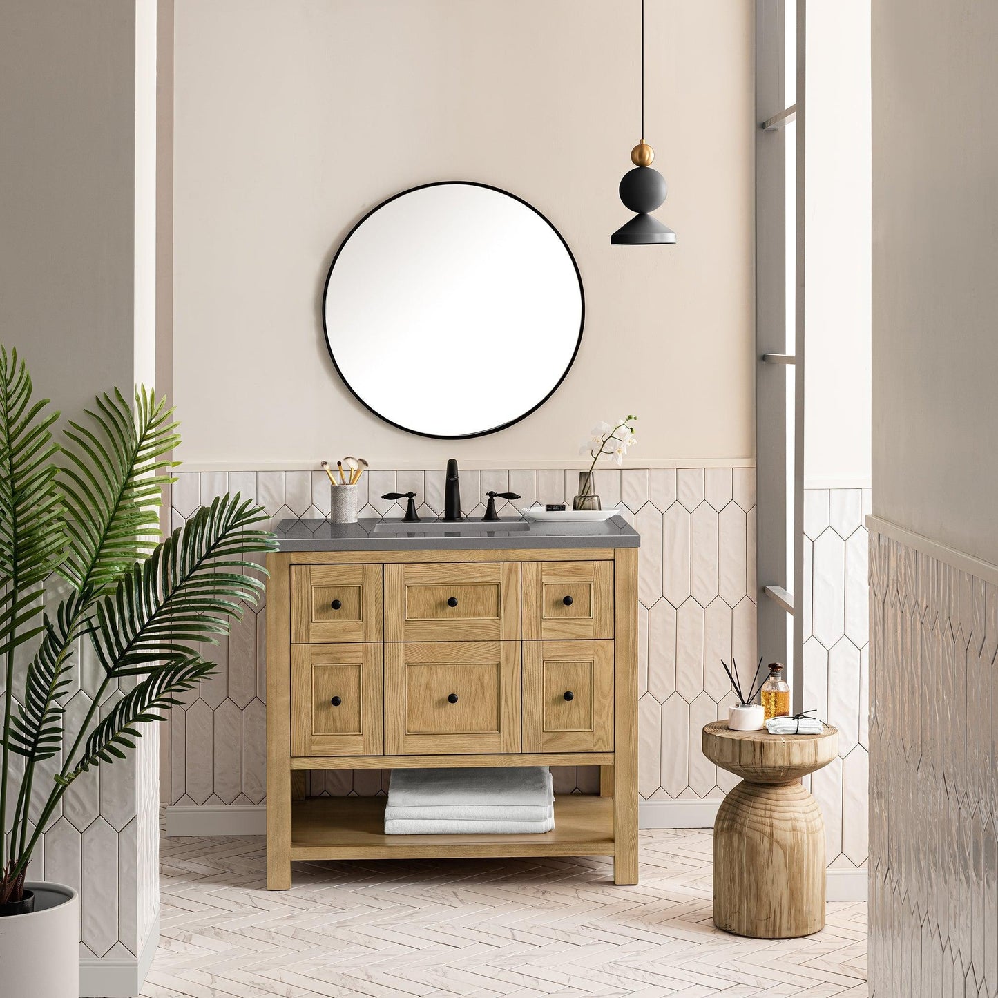 James Martin Vanities Breckenridge 36" Light Natural Oak Single Vanity With 3cm Grey Expo Top