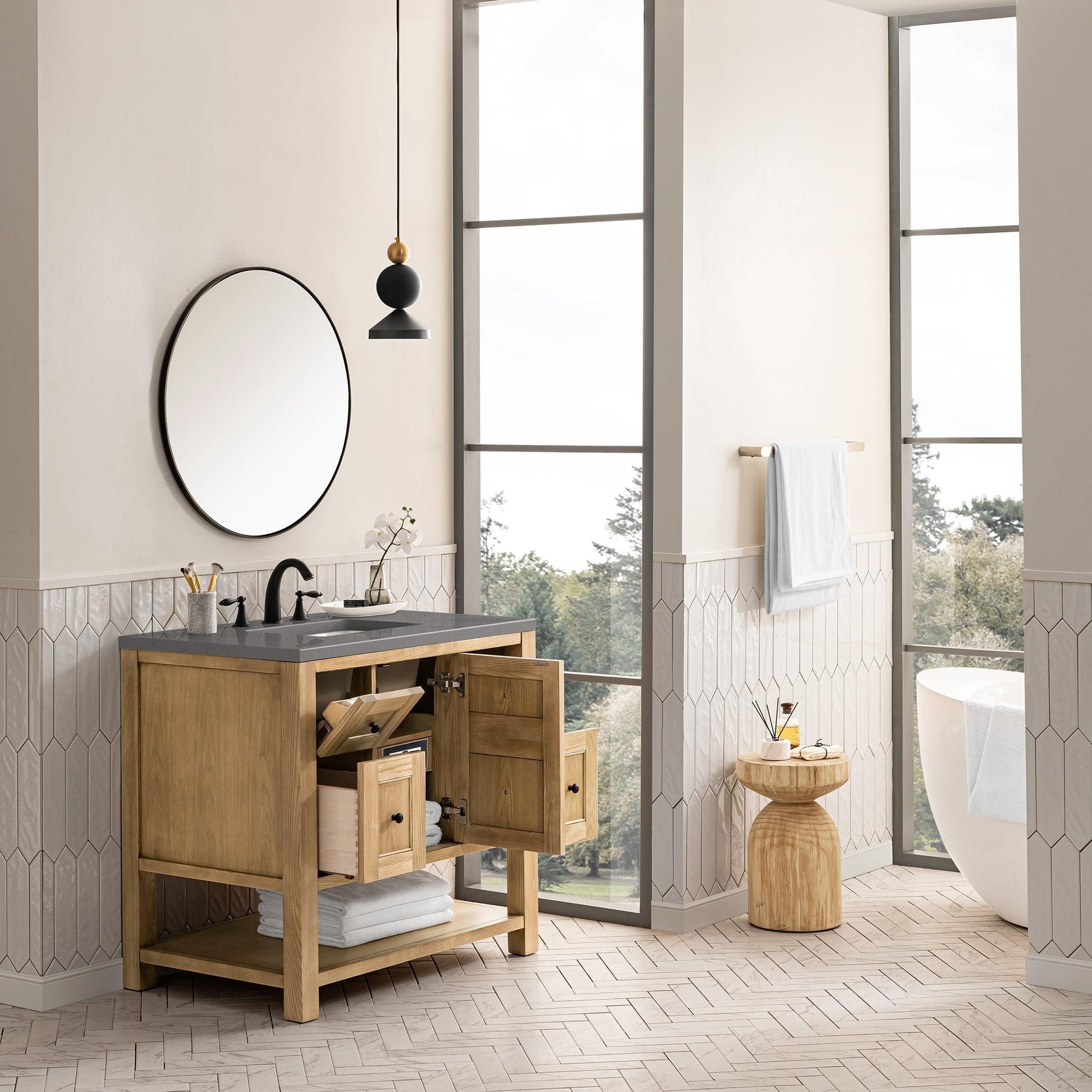 James Martin Vanities Breckenridge 36" Light Natural Oak Single Vanity With 3cm Grey Expo Top