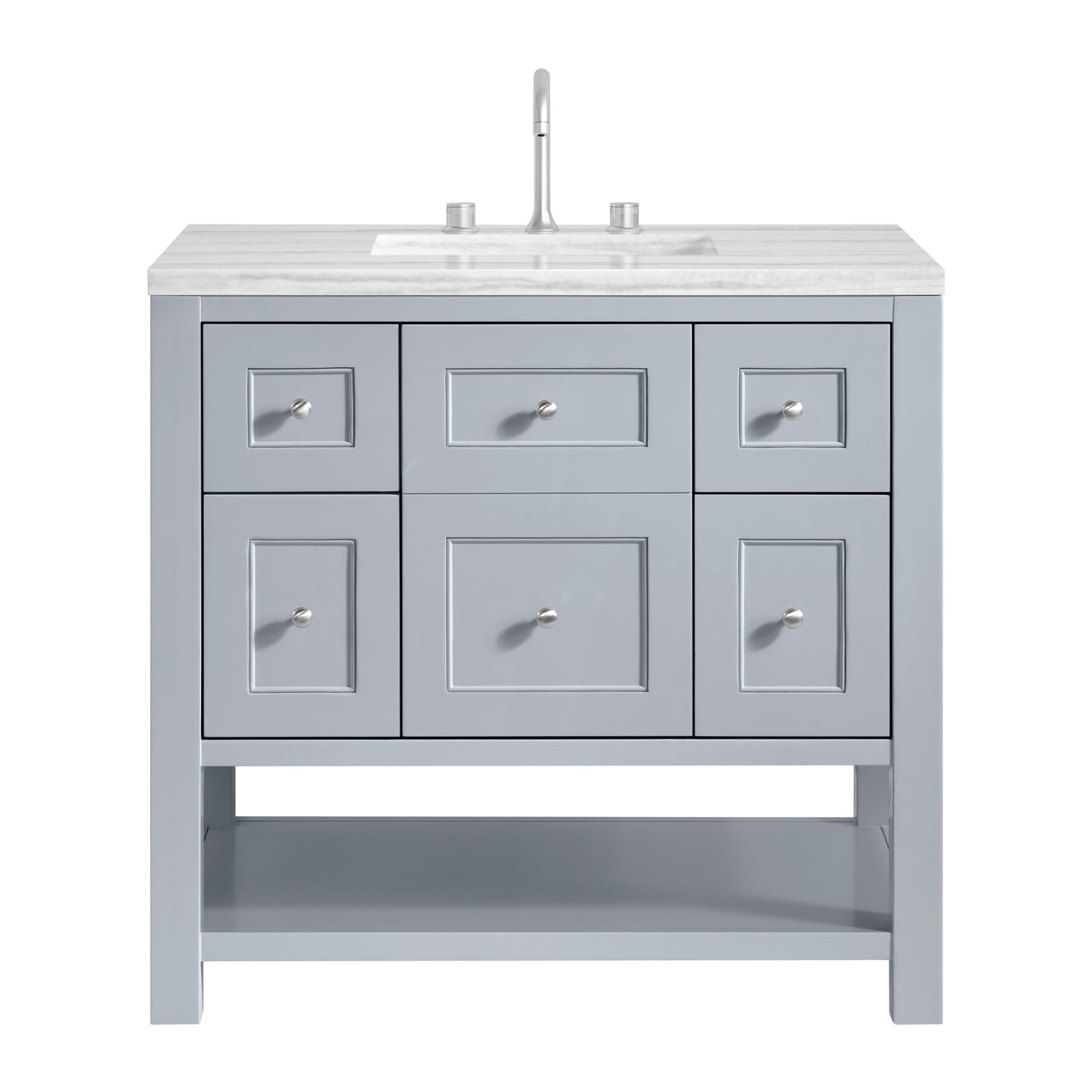 James Martin Vanities Breckenridge 36" Serenity Blue Single Vanity With 3cm Arctic Fall Solid Surface Top
