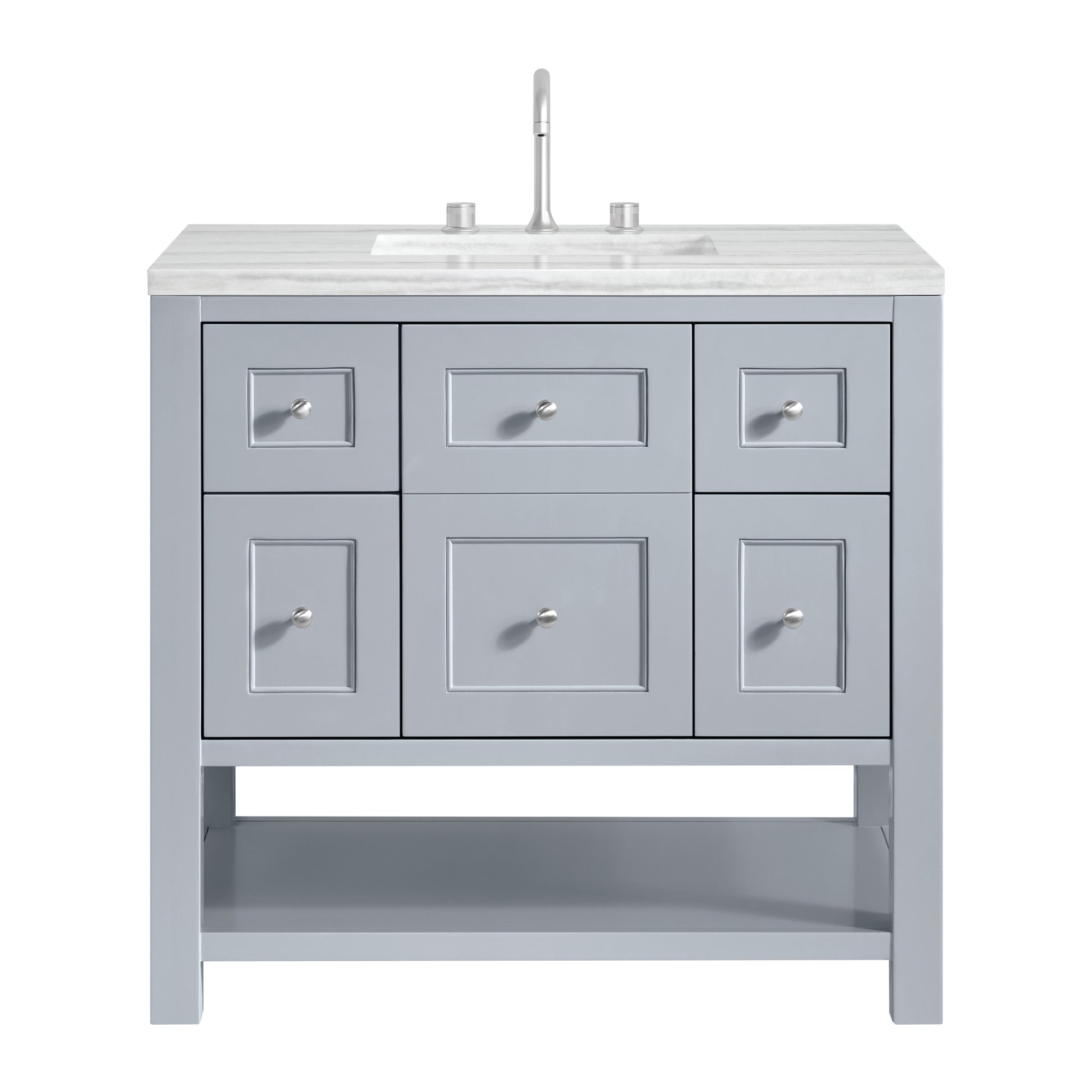 James Martin Vanities Breckenridge 36" Serenity Blue Single Vanity With 3cm Arctic Fall Solid Surface Top