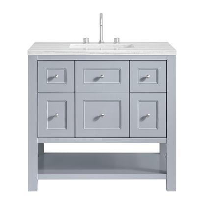 James Martin Vanities Breckenridge 36" Serenity Blue Single Vanity With 3cm Arctic Fall Solid Surface Top