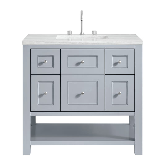 James Martin Vanities Breckenridge 36" Serenity Blue Single Vanity With 3cm Arctic Fall Solid Surface Top