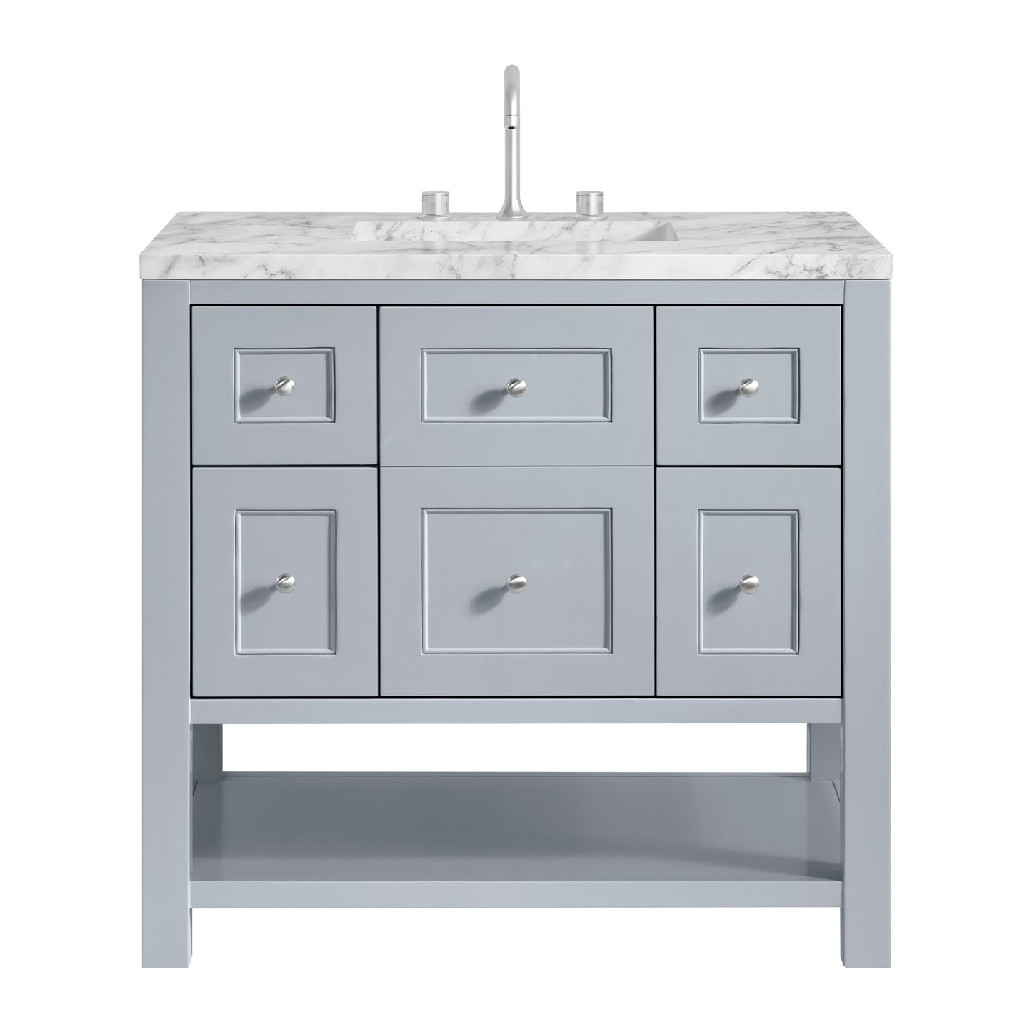 James Martin Vanities Breckenridge 36" Serenity Blue Single Vanity With 3cm Carrara Marble Top