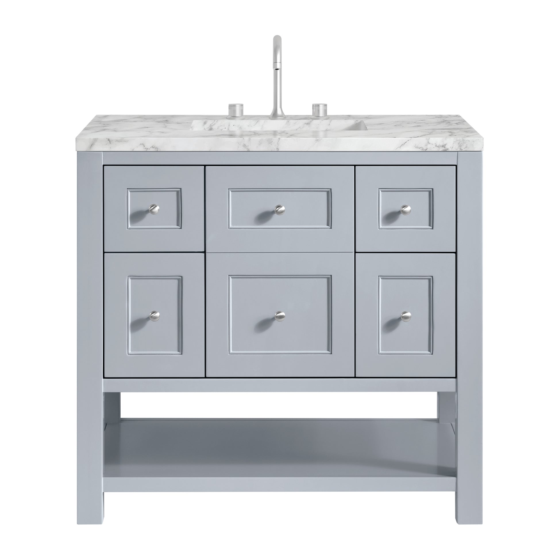 James Martin Vanities Breckenridge 36" Serenity Blue Single Vanity With 3cm Carrara Marble Top