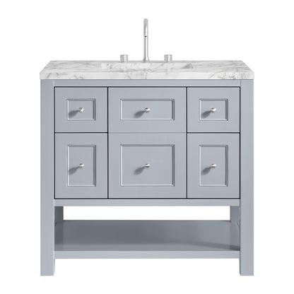 James Martin Vanities Breckenridge 36" Serenity Blue Single Vanity With 3cm Carrara Marble Top
