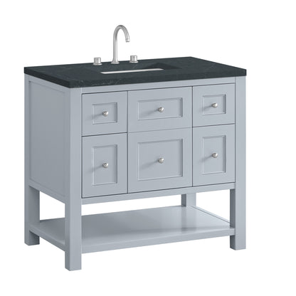 James Martin Vanities Breckenridge 36" Serenity Blue Single Vanity With 3cm Charcoal Soapstone Quartz Top