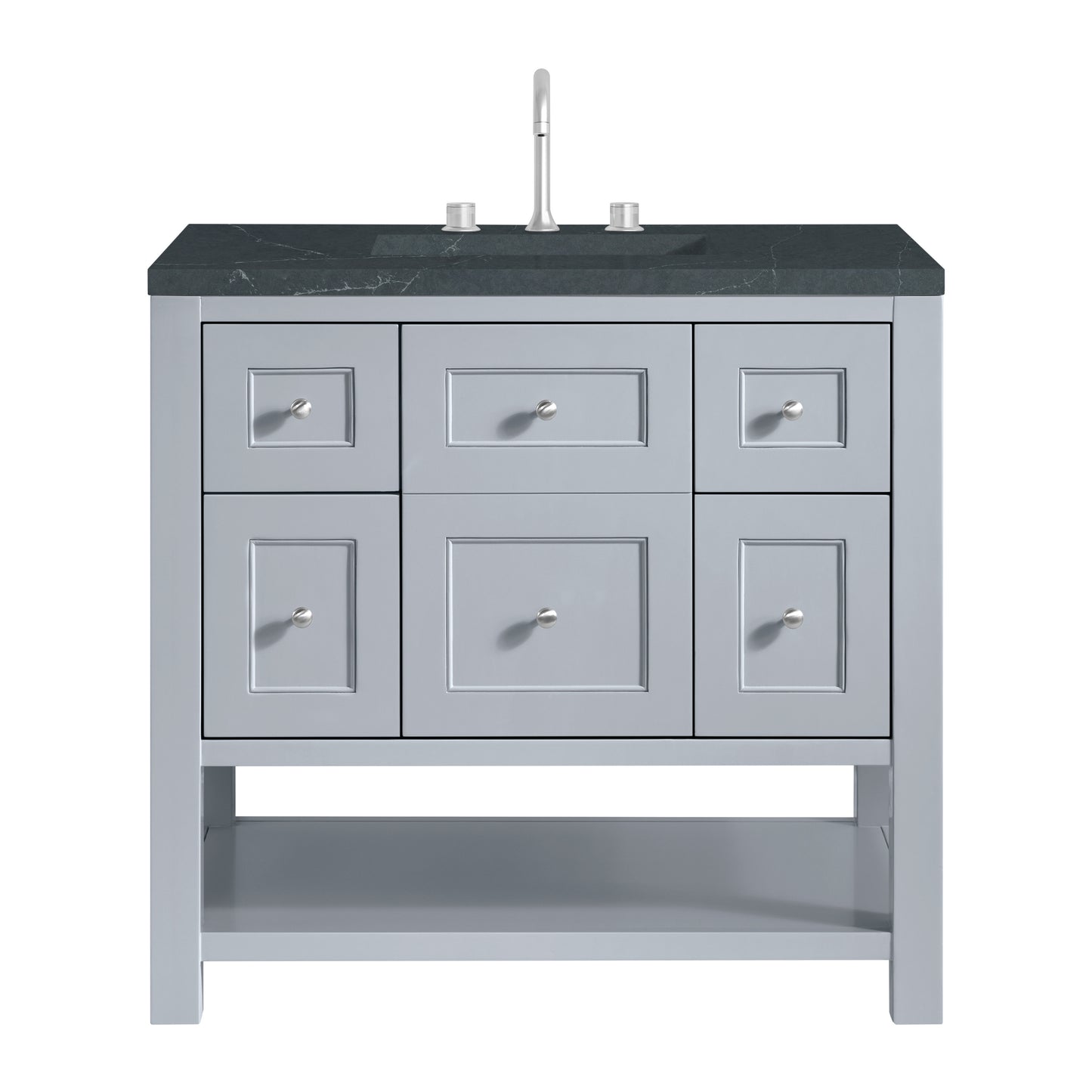 James Martin Vanities Breckenridge 36" Serenity Blue Single Vanity With 3cm Charcoal Soapstone Quartz Top