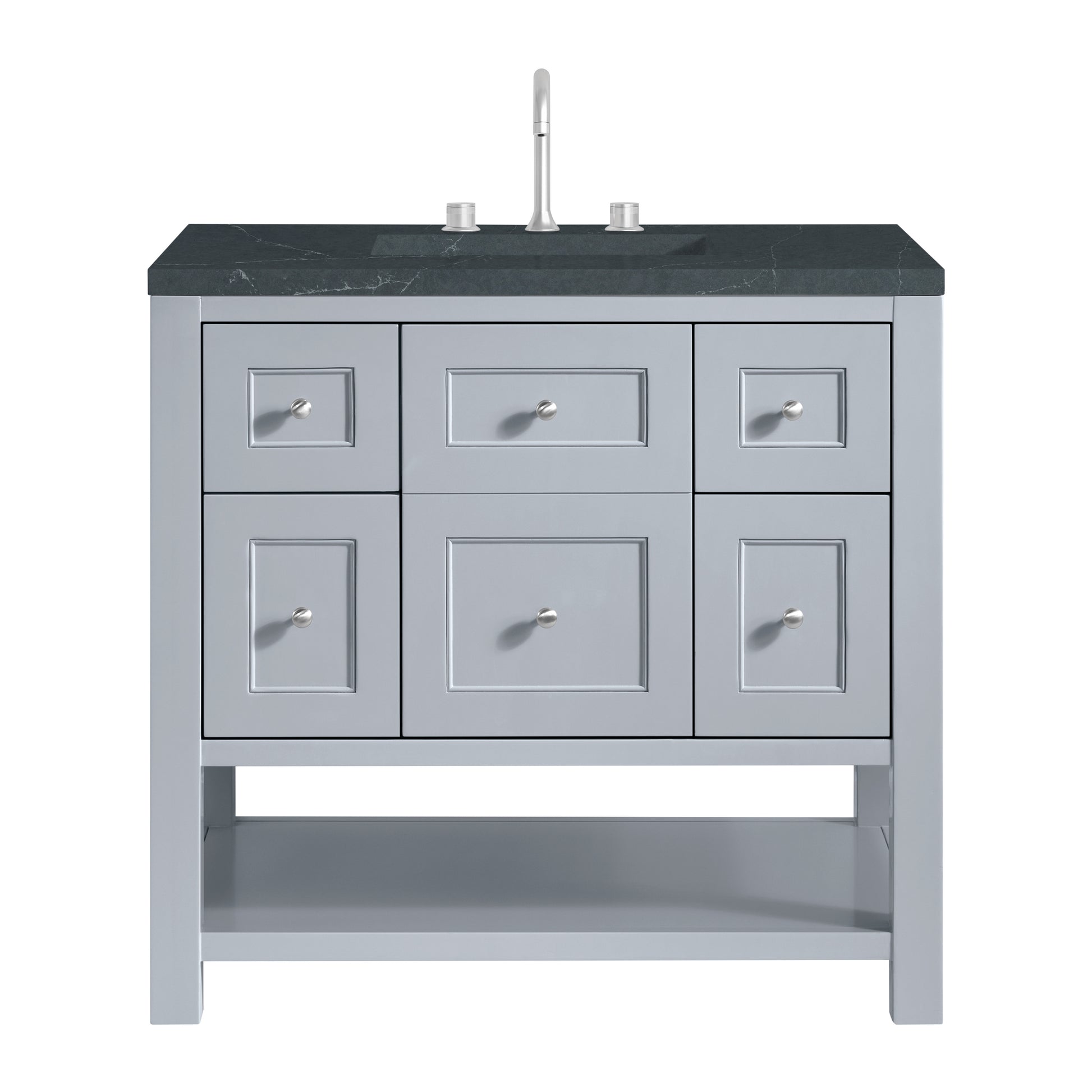 James Martin Vanities Breckenridge 36" Serenity Blue Single Vanity With 3cm Charcoal Soapstone Quartz Top