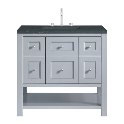 James Martin Vanities Breckenridge 36" Serenity Blue Single Vanity With 3cm Charcoal Soapstone Quartz Top