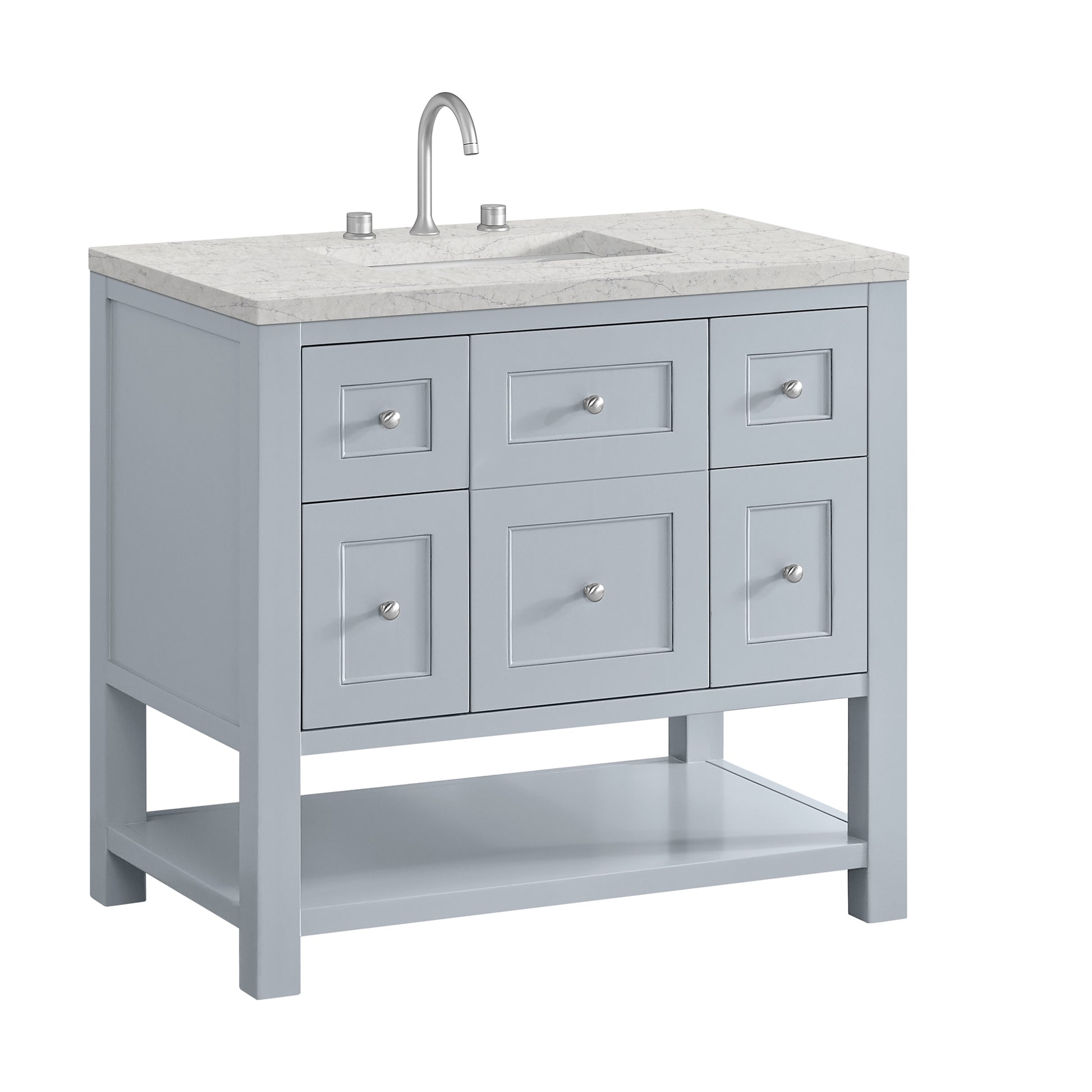 James Martin Vanities Breckenridge 36" Serenity Blue Single Vanity With 3cm Eternal Jasmine Pearl Quartz Top