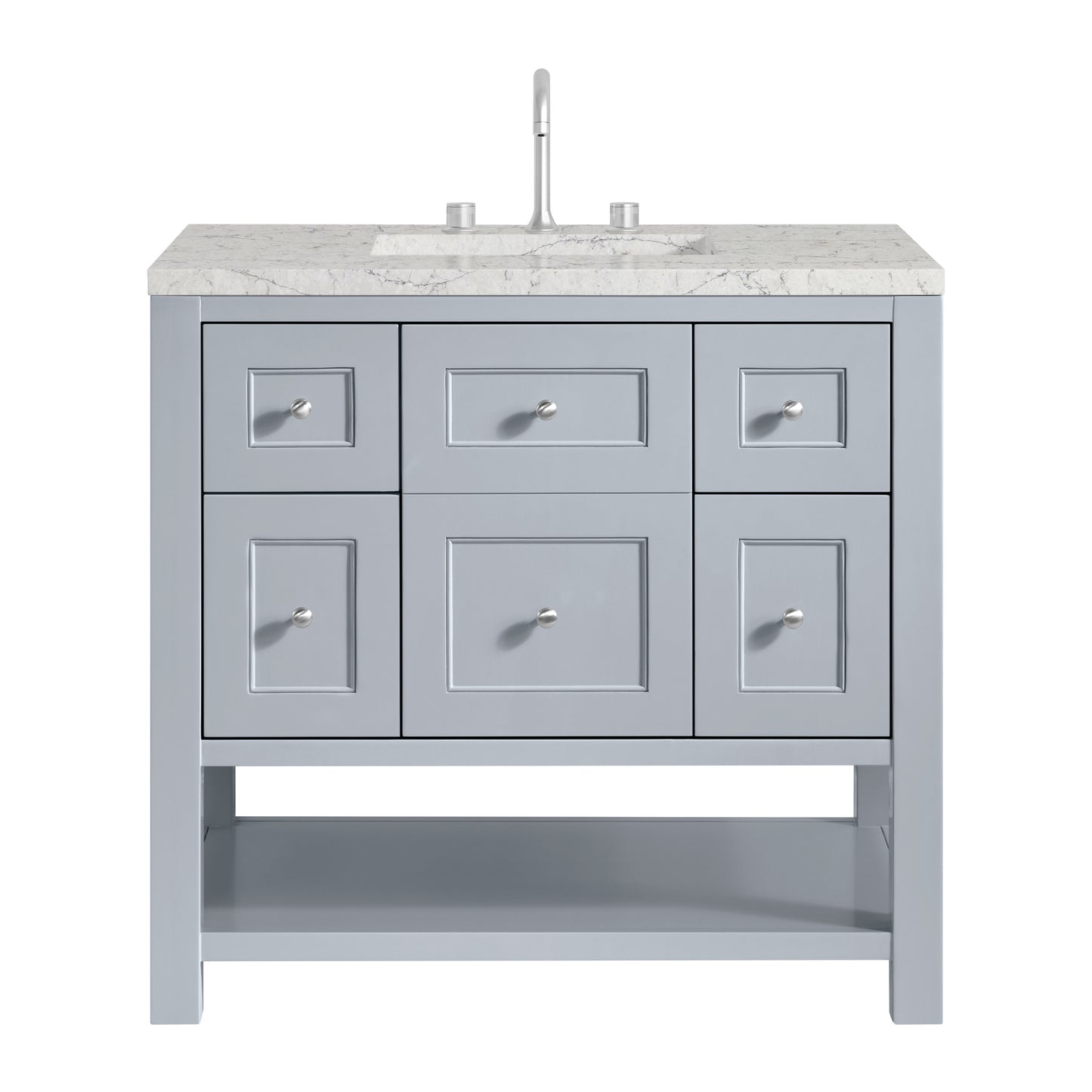James Martin Vanities Breckenridge 36" Serenity Blue Single Vanity With 3cm Eternal Jasmine Pearl Quartz Top
